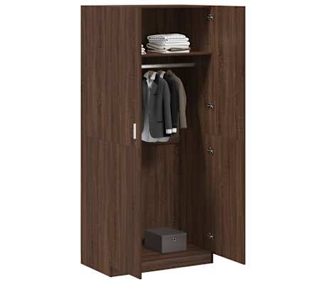 vidaXL Garderobe brun eik 90x52x200 cm konstruert tre