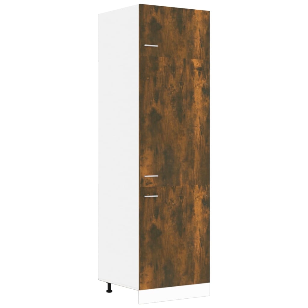 Füstös tölgy színű szerelt fa hűtőtároló szekrény 60x57x207 cm 