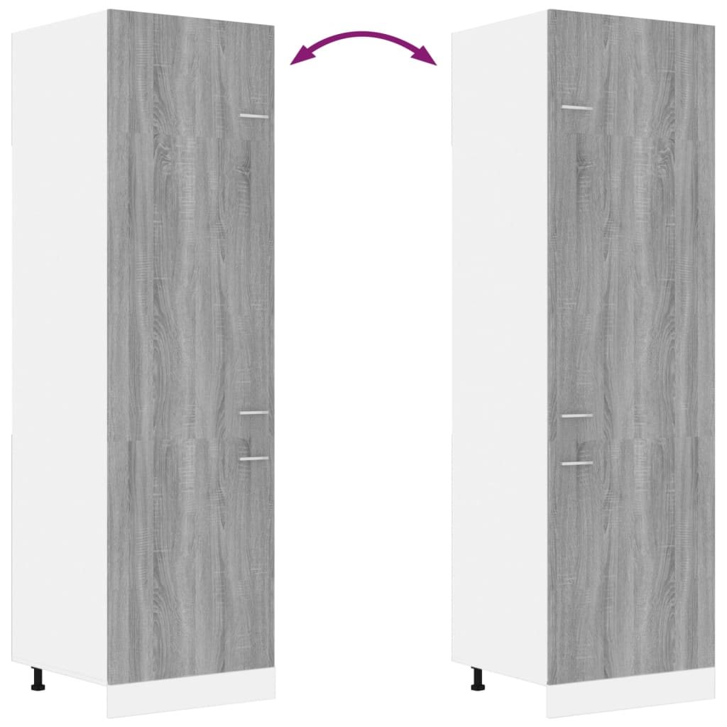 Šaldytuvo spintelė, pilka ąžuolo, 60x57x207cm, mediena | Stepinfit