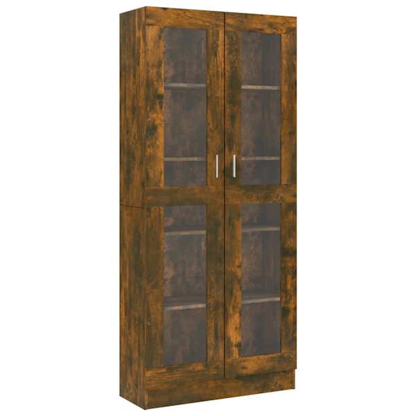 vidaXL vitriinkapp, suitsutatud tamm, 82,5x30,5x185 cm, tehispuit