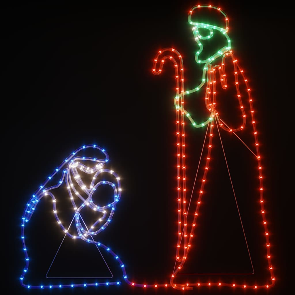 vidaXL Kerstfiguren Jozef en Maria met 264 LED's 40x55 en 38x100 cm meerkleurig, foto 2