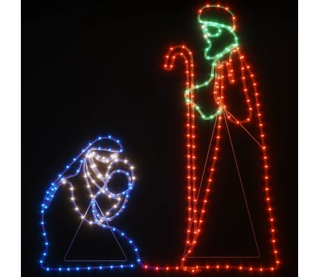 vidaXL Świąteczna dekoracja, Maryja i Józef, 264 LED, 40x55/38x100 cm