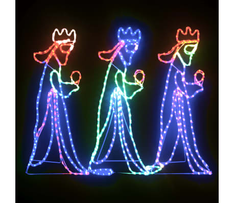 vidaXL Figurină trei Regi de Crăciun, 504 LED-uri, 99,5x45,5 cm