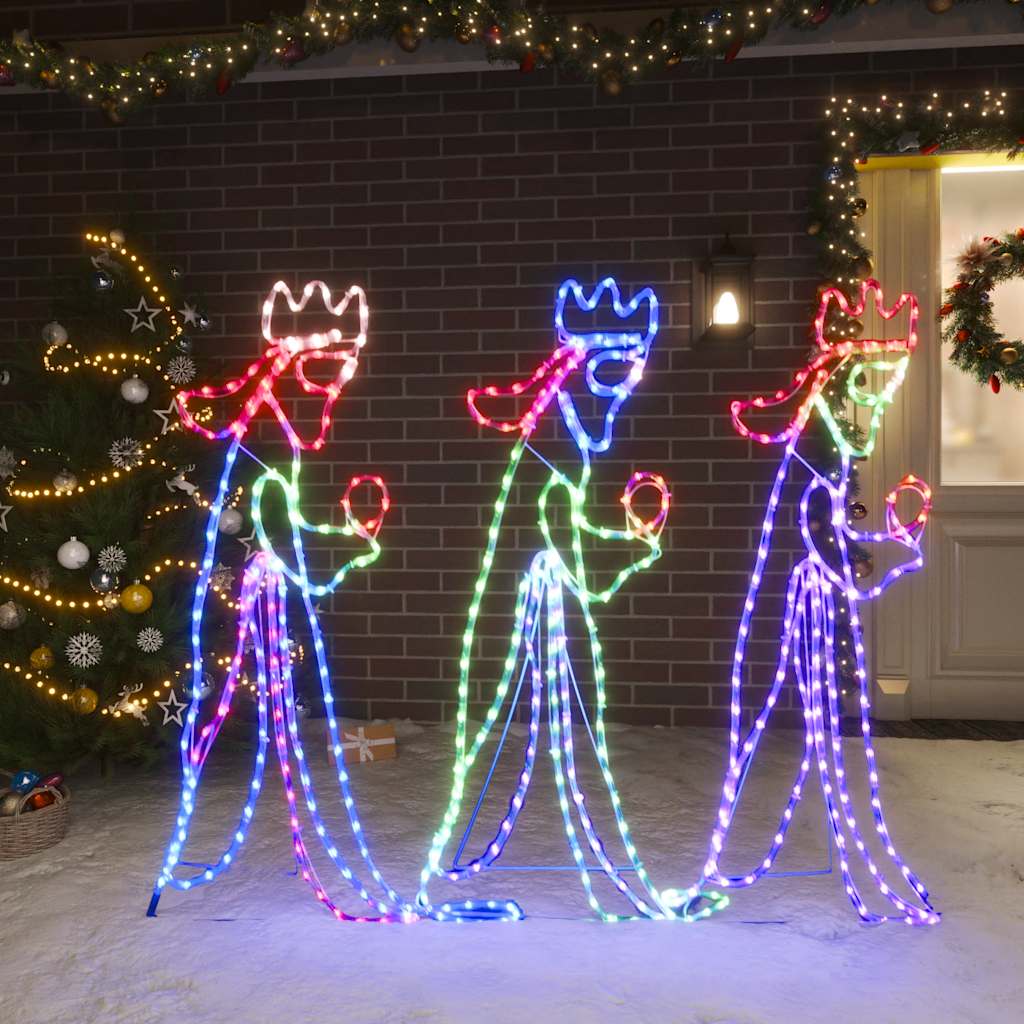 vidaXL Figurină trei Regi de Crăciun, 504 LED-uri, 99,5x45,5 cm