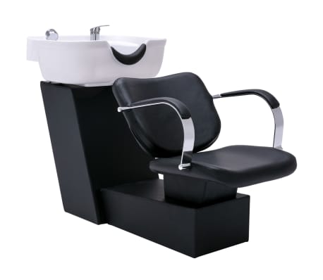 vidaXL Unité de rinçage de shampoing avec chaises de salon Similicuir