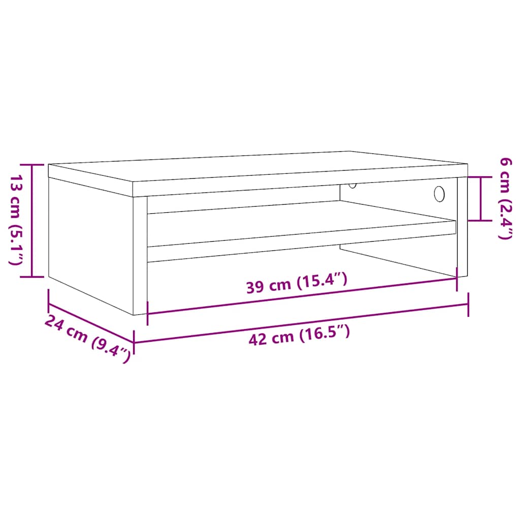 Supporto Per Monitor Grigio Sonoma 42x24x13cm Legno Multistrato VidaXL 15 width=274