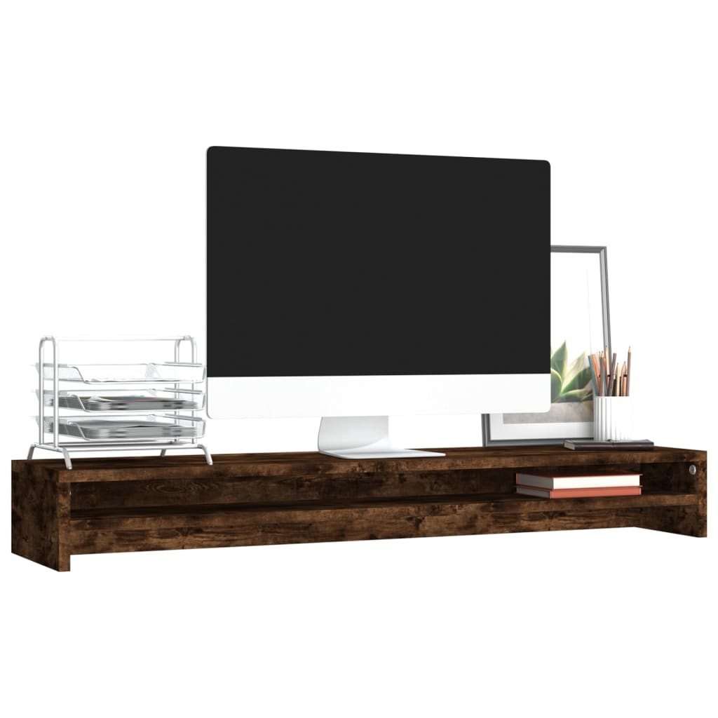 vidaXL Stojan na monitor dymový dub 100x24x13 cm spracované drevo