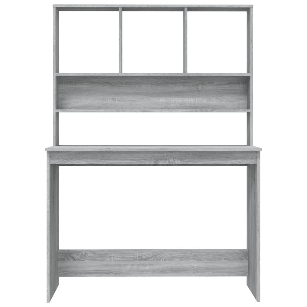 vidaXL Desk with Shelves Grey Sonoma 110x45x157 cm Engineered Wood