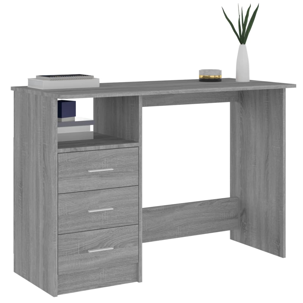 

vidaXL Bureau met lades 110x50x76 cm bewerkt hout grijs sonoma eiken