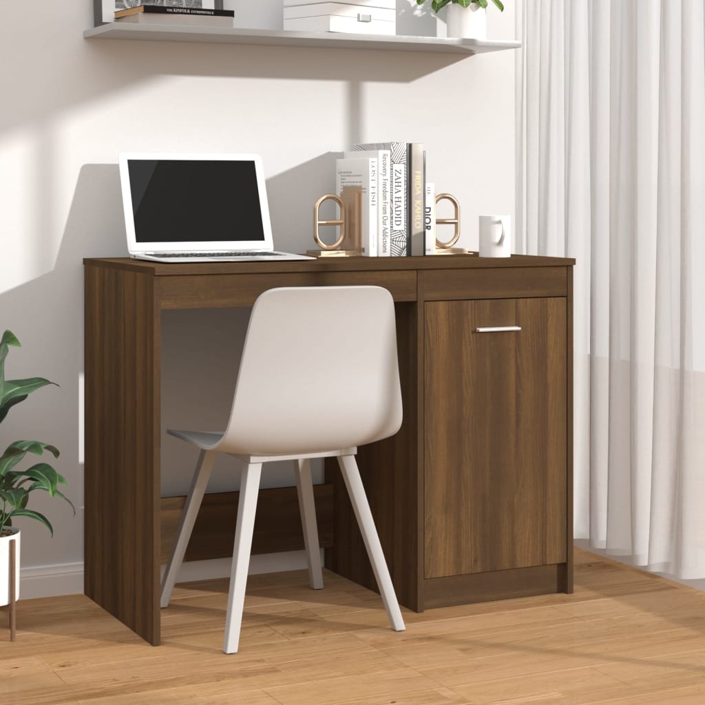 vidaXL skrivebord 100x50x76 cm konstrueret træ brun egetræsfarve