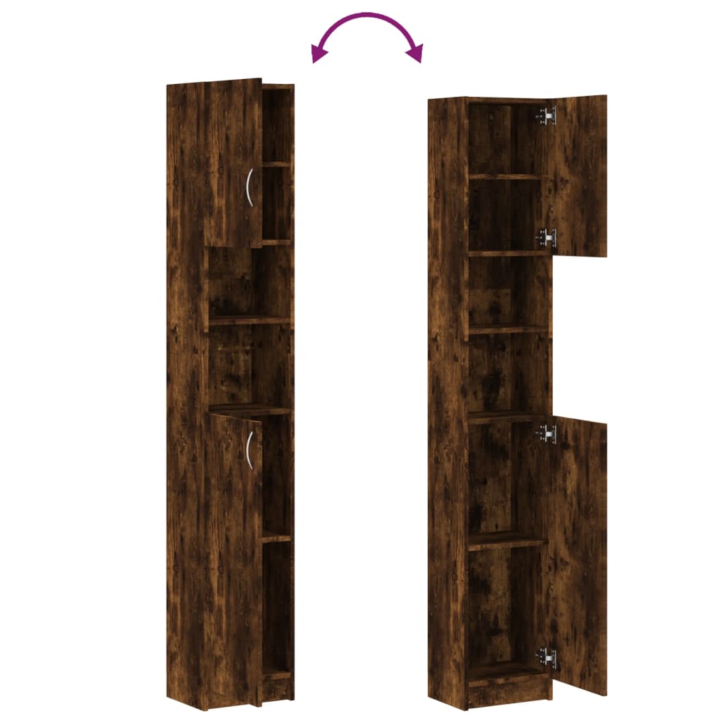 Armadietto Bagno Rovere Fumo 32x25,5x190 Cm Legno Multistrato VidaXL 20 width=274