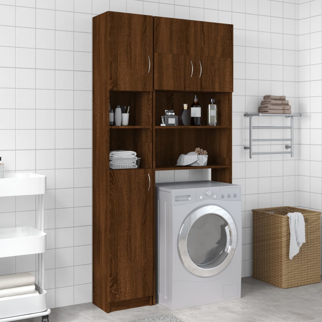 Armoire de bain Chêne marron 32x25,5x190 cm Bois d'ingénierie