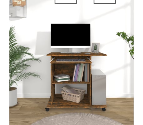 vidaXL Computerbureau 80x50x75 cm bewerkt hout gerookt eikenkleurig