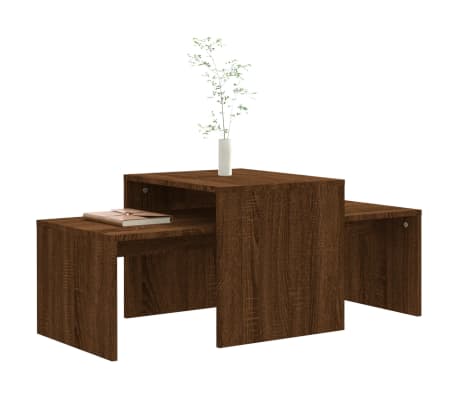 vidaXL Couchtisch-Set Braun Eichen-Optik 100x48x40 cm Holzwerkstoff