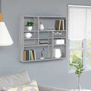 Stenska polica siva sonoma 90x16x78 cm inženirski les