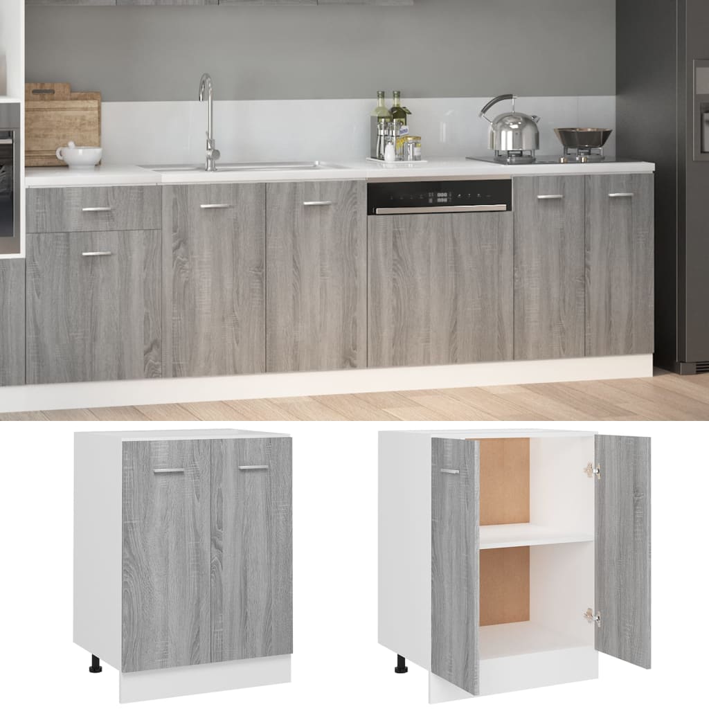 

vidaXL Onderkast 60x46x81,5 cm bewerkt hout grijs sonoma eikenkleurig