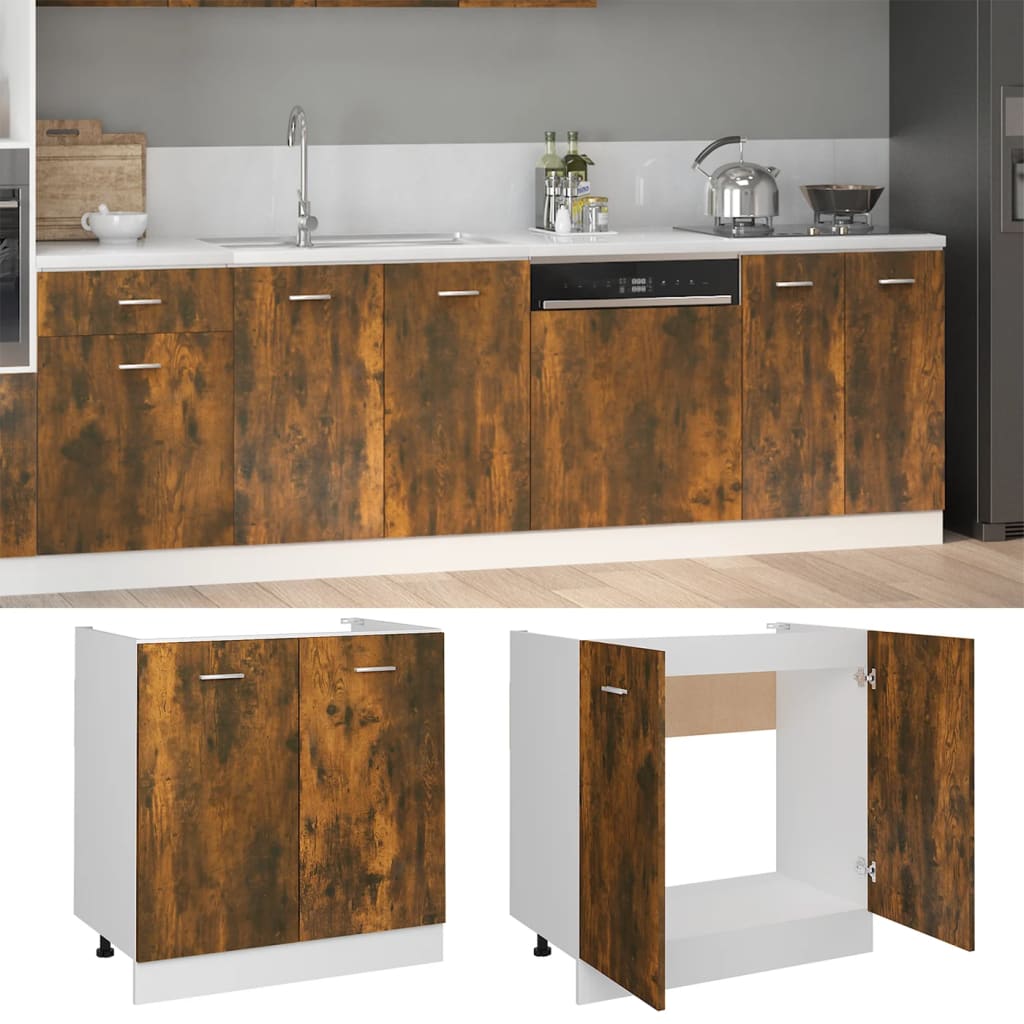 

vidaXL Gootsteenkast 80x46x81,5 cm bewerkt hout gerookt eikenkleur