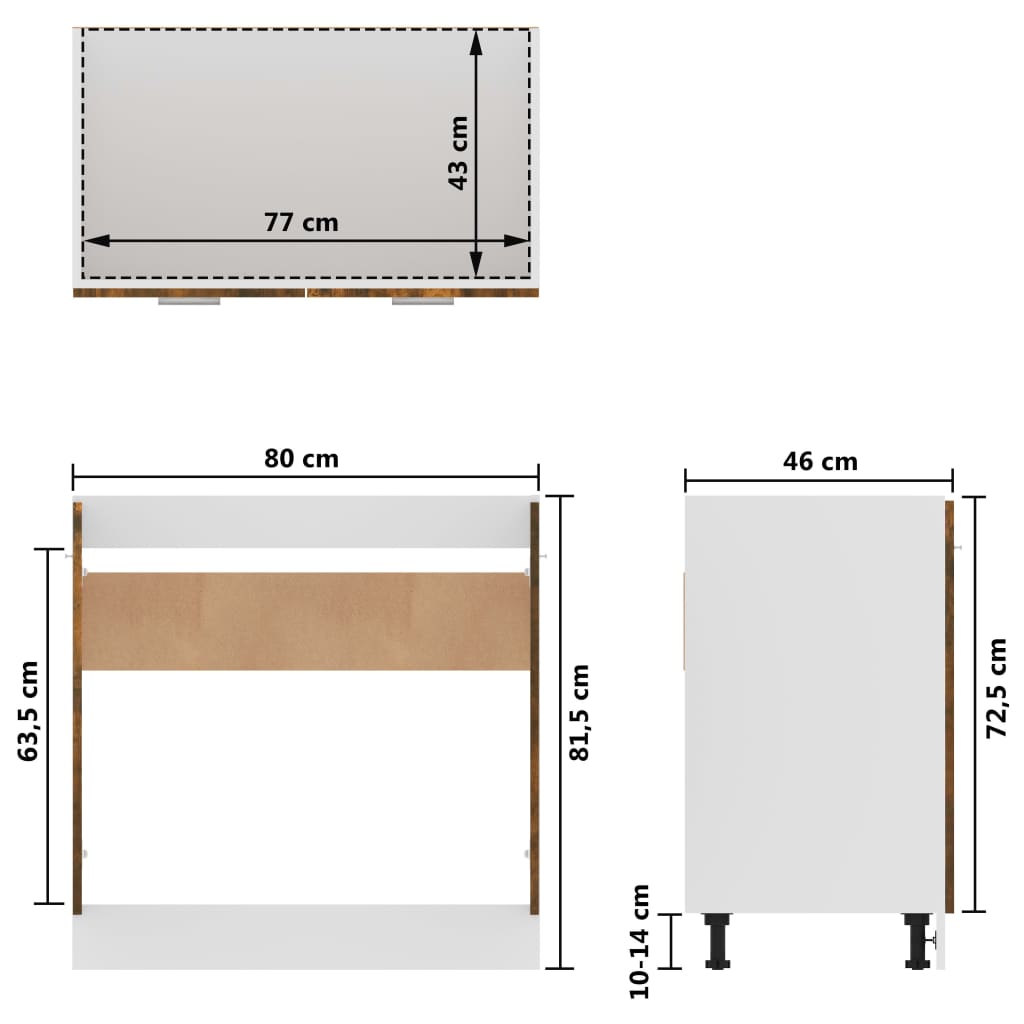 Mobile Sottolavello Rovere Fumo 80x46x81,5 Cm Legno Multistrato VidaXL 19 width=274