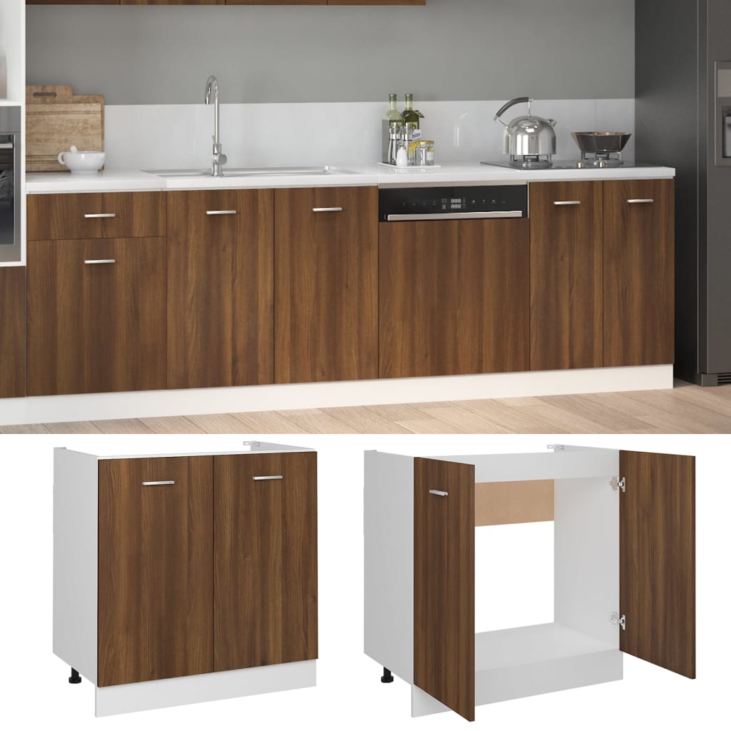 

vidaXL Gootsteenkast 80x46x81,5 cm bewerkt hout bruineikenkleurig