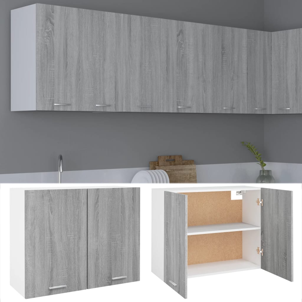 vidaXL Hangkast Lyon 80x31x60 cm bewerkt hout grijs sonoma eikenkleurig afbeelding