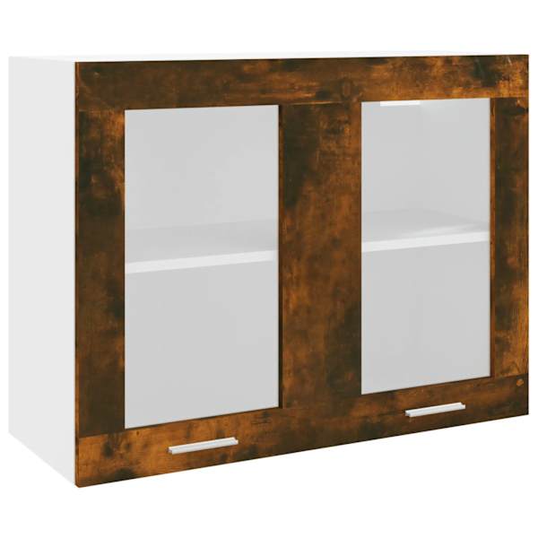 vidaXL rippuv klaaskapp "Lyon", suitsutatud tamm, 80 x 31 x 60 cm, t&ouml;&ouml;deldud puit