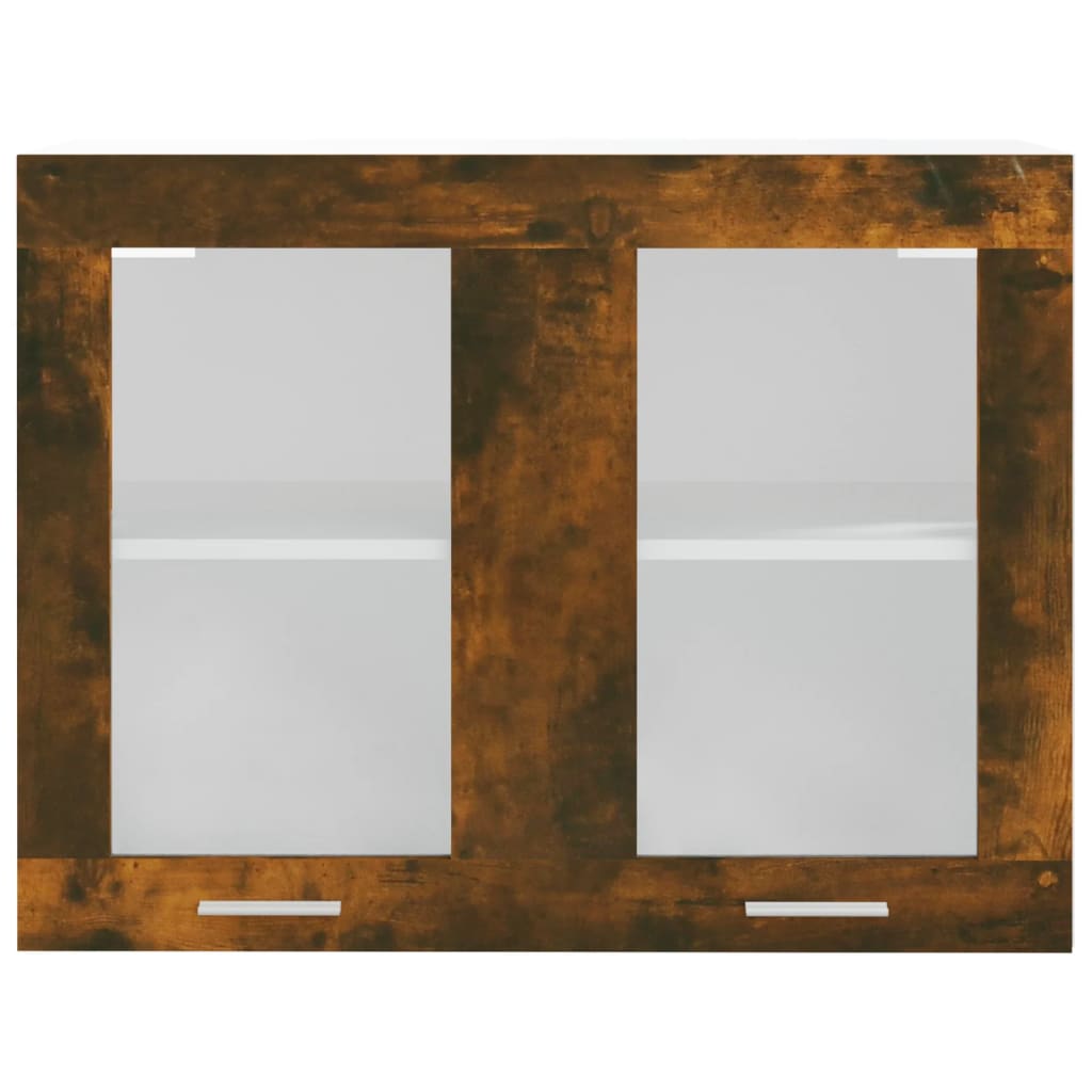 Závěsná prosklená skříňka kouřový dub 80 x 31 x 60 cm kompozit