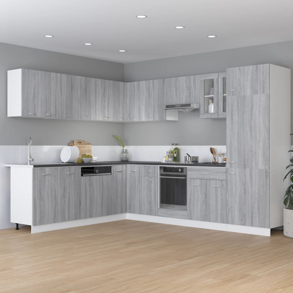 vidaXL Hanghoekkast Lyon 57x57x60 cm bewerkt hout grijs sonoma eikenkleurig afbeelding