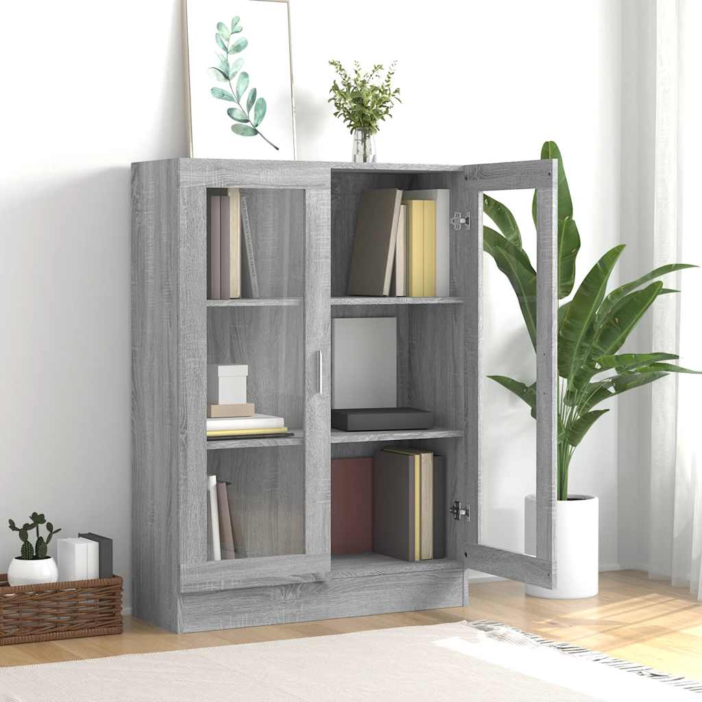vidaXL Vitrinekast 82,5x30,5x115 cm bewerkt hout grijs sonoma eiken afbeelding