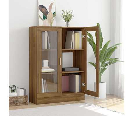 vidaXL Vitrinekast 82,5x30,5x115 cm bewerkt hout bruin eikenkleur