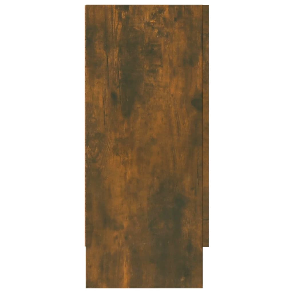 füstös tölgy színű szerelt fa vitrinszekrény 120 x 30,5 x 70 cm