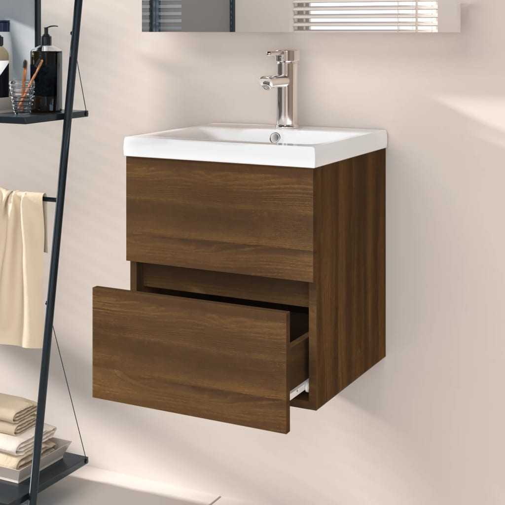 

vidaXL Wastafelkast 41x38,5x45 cm bewerkt hout bruineikenkleurig