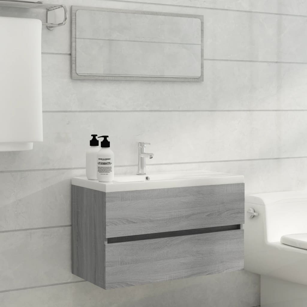 vidaXL Armoire de lavabo Sonoma gris 80x38,5x45 cm Bois d'ingénierie