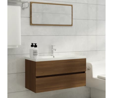 vidaXL Sink Cabinet Brown Oak 90x38.5x45 cm Engineered Wood