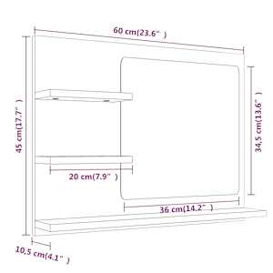 Koupelnové zrcadlo kouřový dub 60x10,5x45 cm kompozitní dřevo - obrázek 8