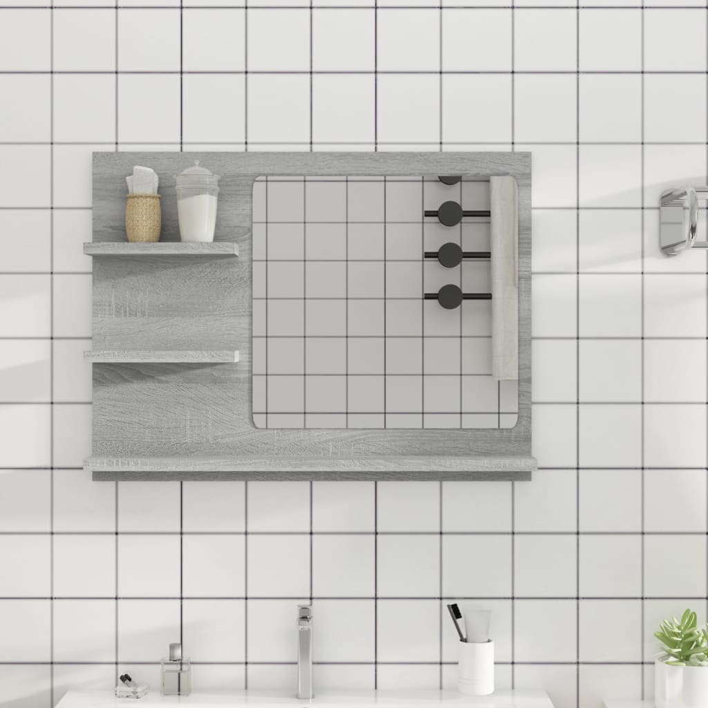 Petrashop  Koupelnové zrcadlo šedé sonoma 60x10,5x45 cm kompozitní dřevo