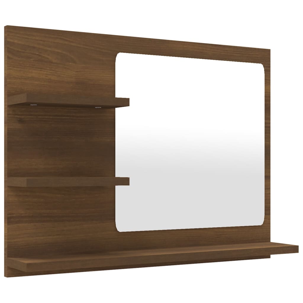 Oglindă de baie, stejar maro, 60×10,5×45 cm, lemn compozit