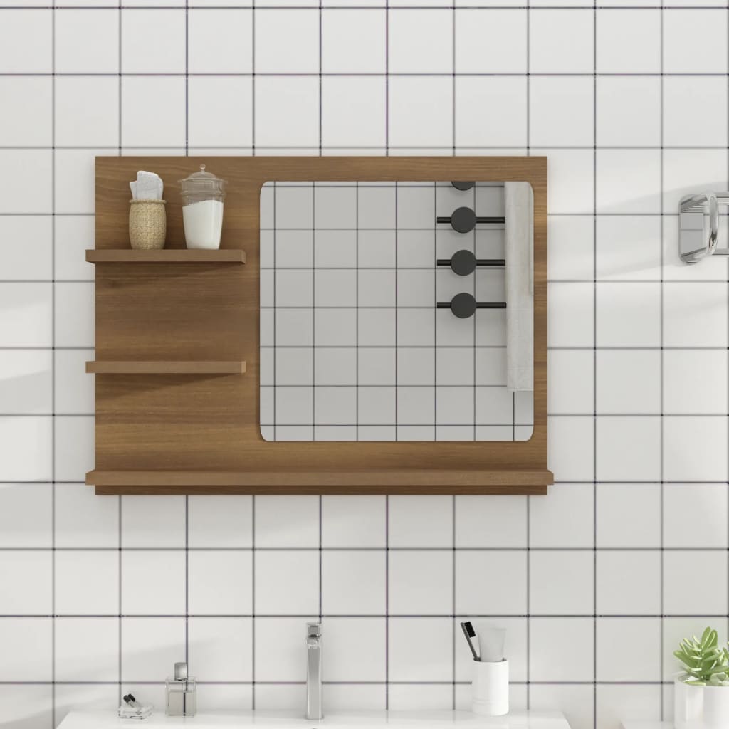Petrashop  Koupelnové zrcadlo hnědý dub 60 x 10,5 x 45 cm kompozitní dřevo