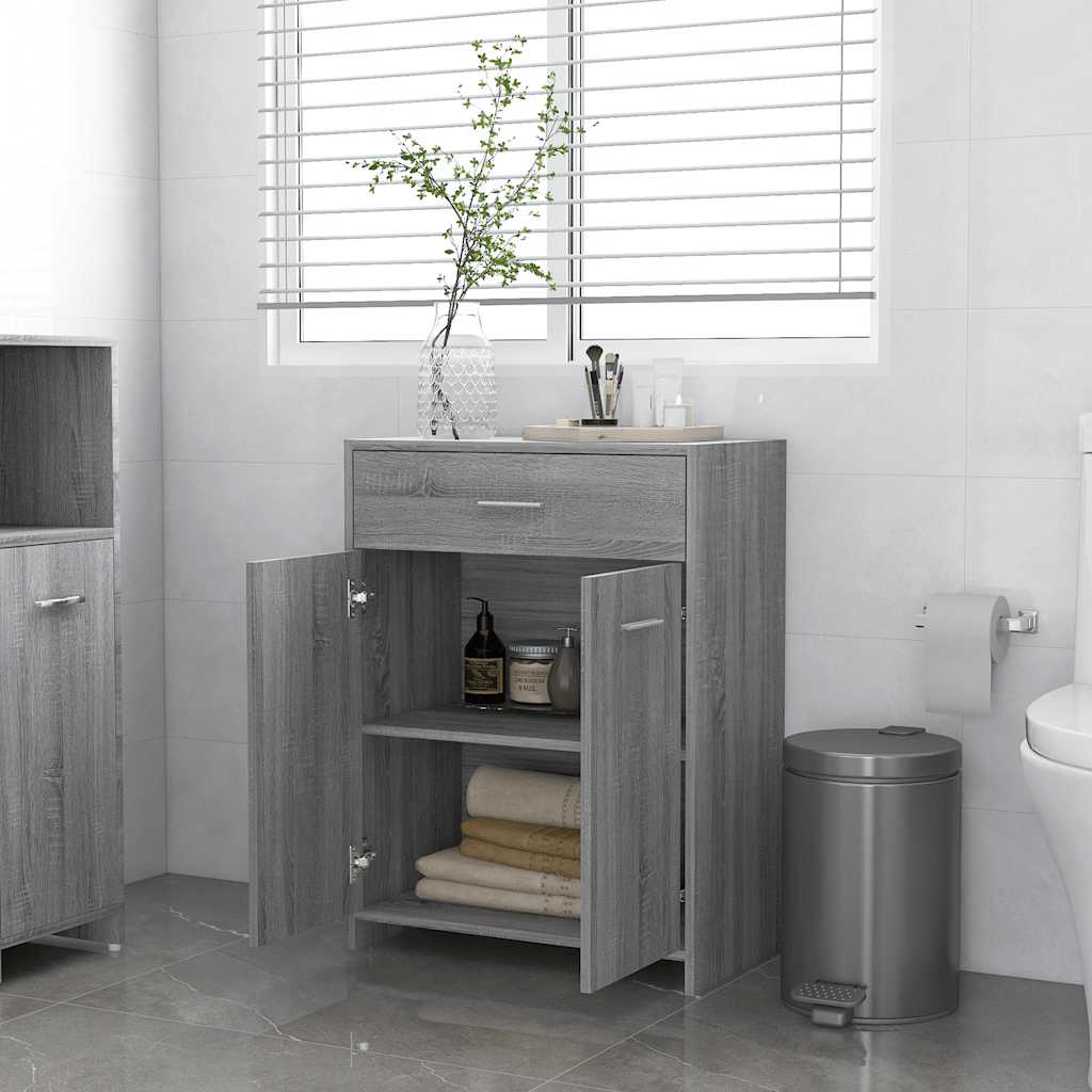 vidaXL Badkamerkast 60x33x80 cm bewerkt hout grijs sonoma eikenkleurig afbeelding