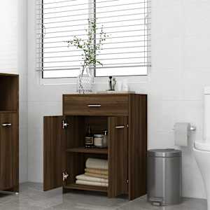 vidaXL Armario ba&ntilde;o madera contrachapada roble marr&oacute;n 60x33x80 cm