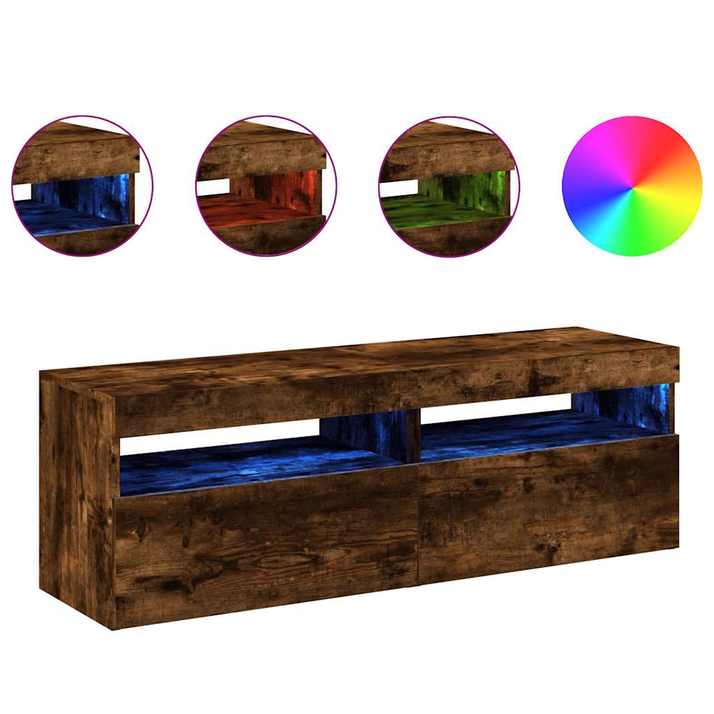 vidaXL TV skříňky s LED osvětlením 2 ks kouřový dub 60 x 35 x 40 cm
