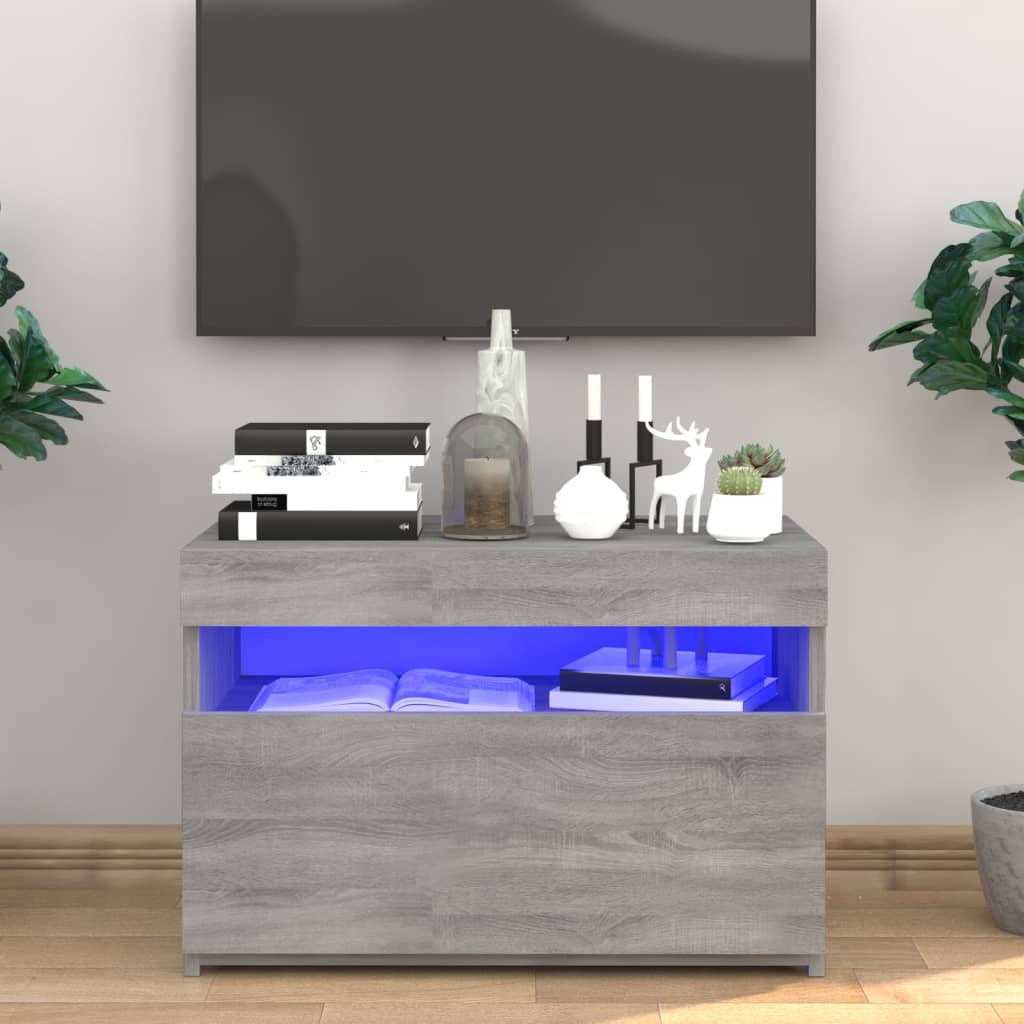 Meuble TV avec lumières LED Sonoma gris 60x35x40 cm | meublestv.fr 4