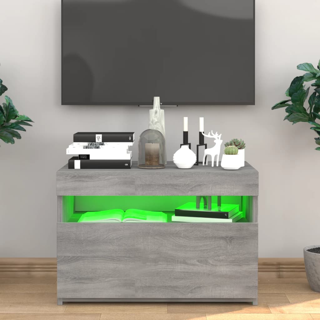 Meuble TV avec lumières LED Sonoma gris 60x35x40 cm | meublestv.fr 5