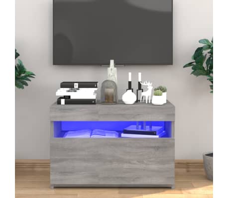 vidaXL TV-Schrank mit LED-Leuchten Grau Sonoma 60x35x40 cm