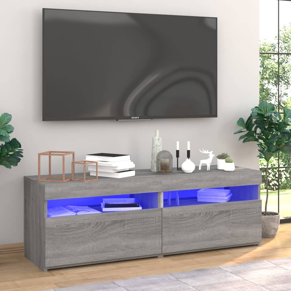 Meubles TV 2 pcs avec lumières LED Sonoma gris 60x35x40 cm | meublestv.fr 4