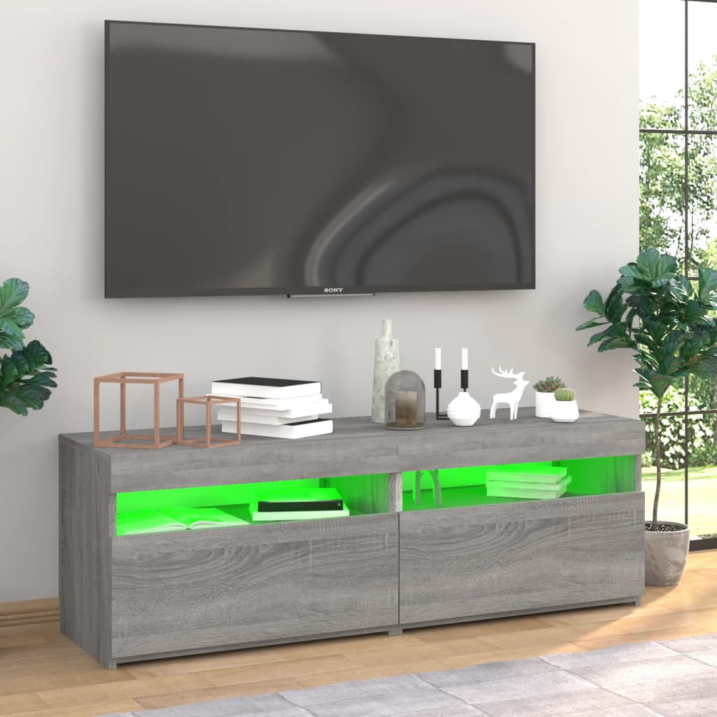 Meubles TV 2 pcs avec lumières LED Sonoma gris 60x35x40 cm | meublestv.fr 5