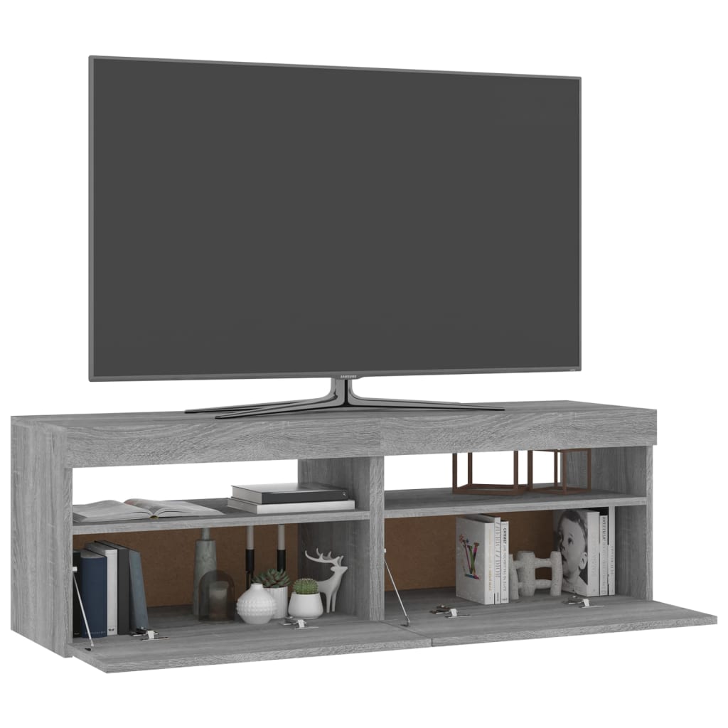 Meubles TV 2 pcs avec lumières LED Sonoma gris 60x35x40 cm | meublestv.fr 7