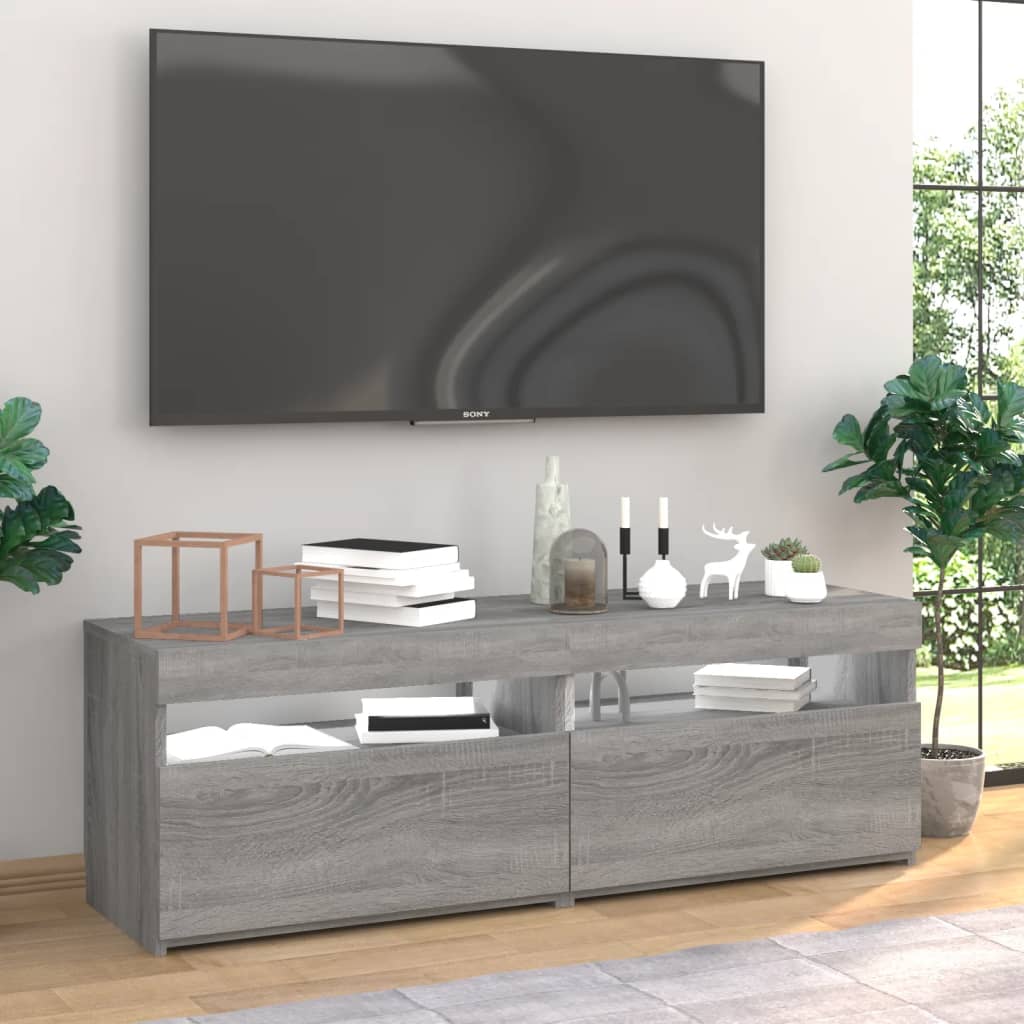 TV skříňky s LED osvětlením 2 ks šedé sonoma 60 x 35 x 40 cm