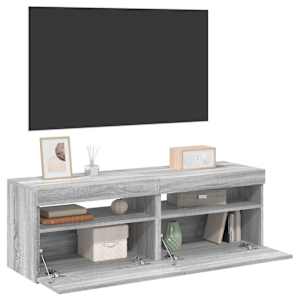 TV omarica 2 kosa z LED lučkami siva sonoma 60x35x40 cm