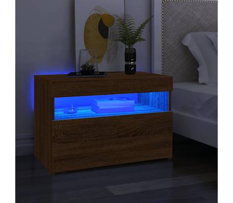 vidaXL Comodă TV cu lumini LED, stejar maro, 60x35x40 cm