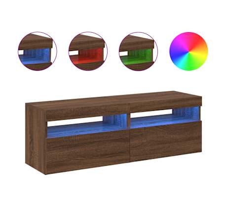 vidaXL TV spintelės su LED, 2vnt., rudos ąžuolo, 60x35x40cm